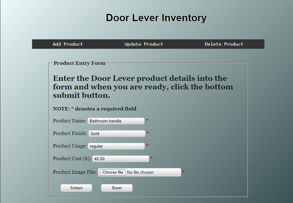 An example of a form page in php