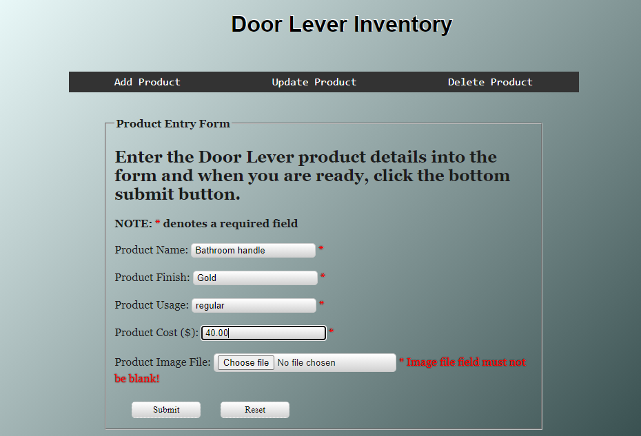 An example of a form page in php
