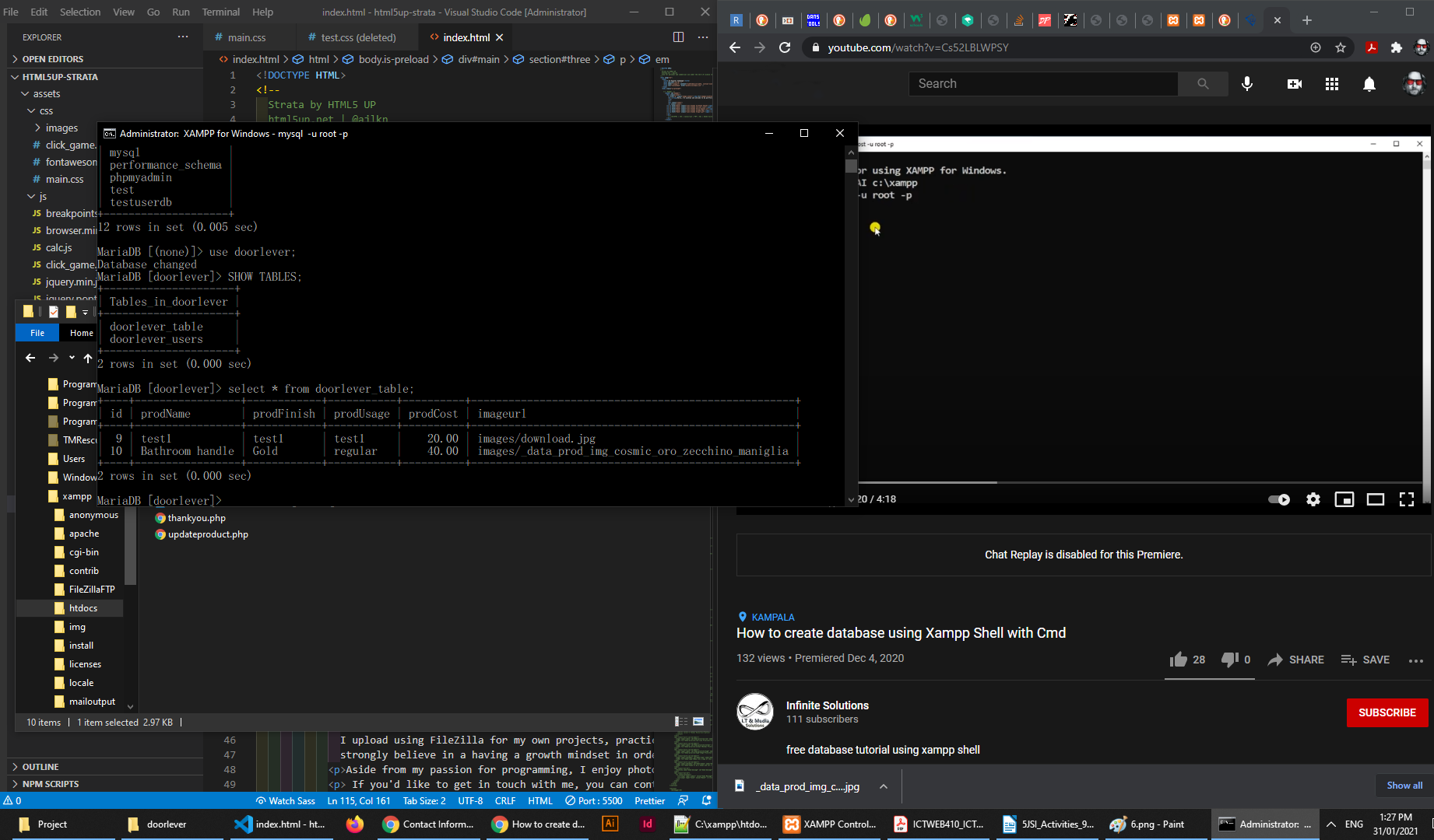 A screenshot of the Xampp shell